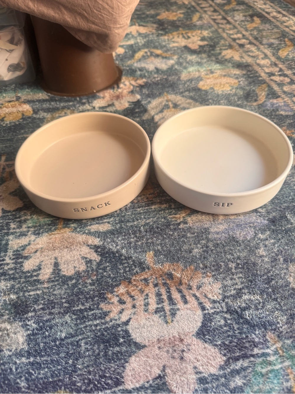 Boots & Barkley Two-Piece Snack & Sip Ceramic Dog Bowls - Cream & White